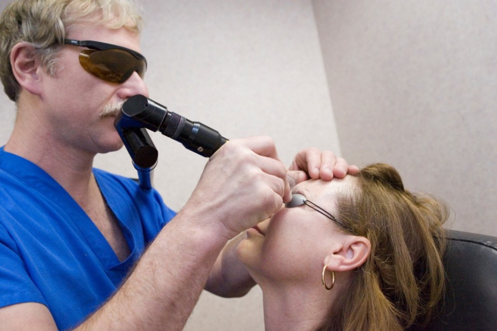 woman getting laser treatment