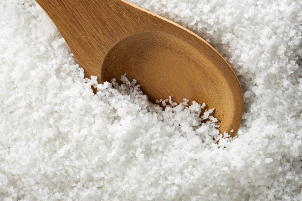 wooden spoon in salt