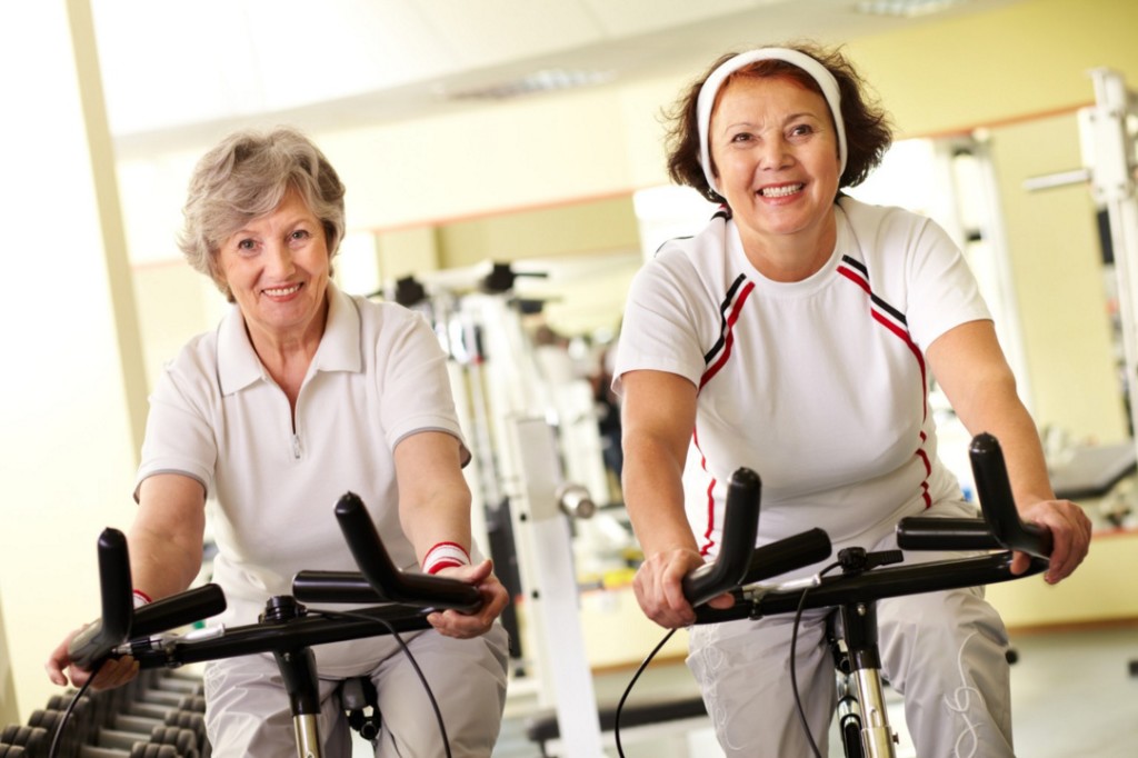 two older woman exerciseing